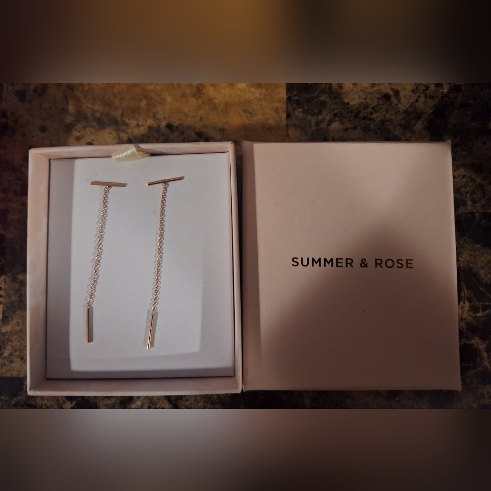 Summer & Rose gold dangle pierced earrings